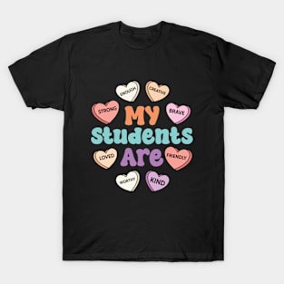 Teacher Valentines Day Positive Affirmations Candy Heart T-Shirt